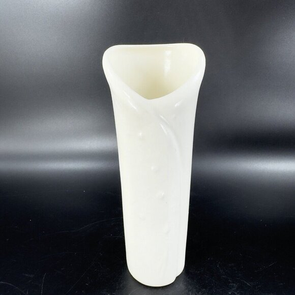 Antique White Glazed Pottery Bud Vase Flower Shaped Vessel Vase Ceramic USA VTG - Picture 11 of 13
